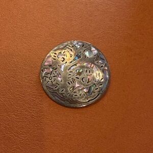 Vintage Sterling Silver Mother of Pearl Inlay Brooch